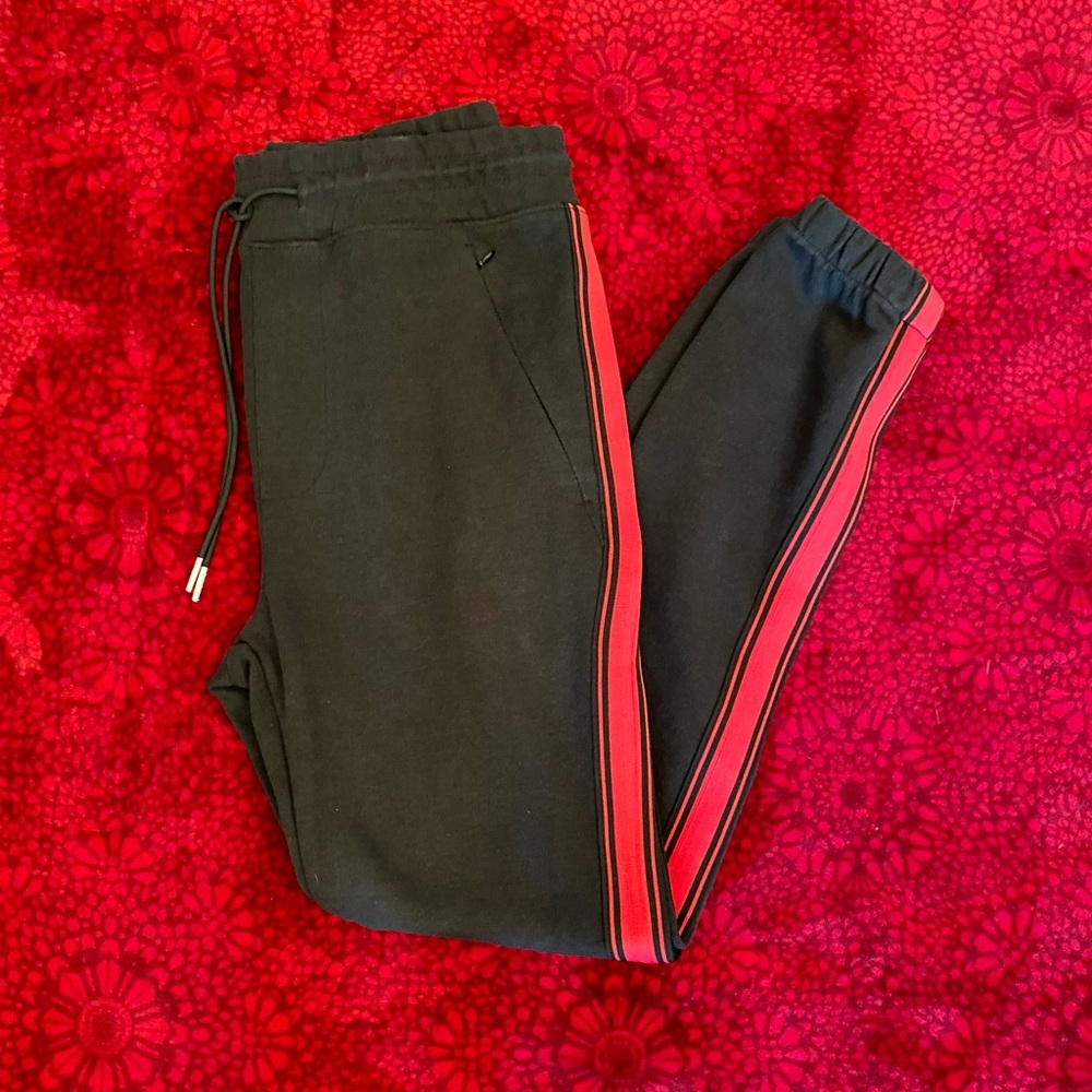 Pacsun Black Sweatpants with Red & Black Stripes